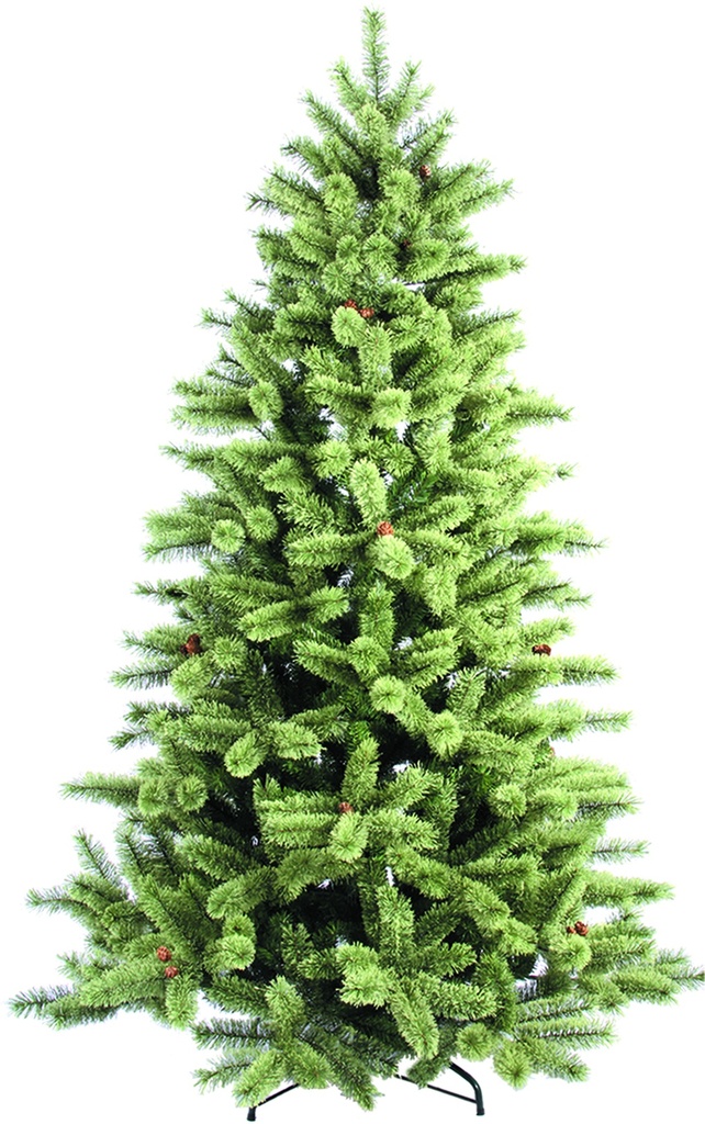 7' (2.1m) Flowered Needle Tree w/ Pine Cones, 130cm bottom diameter, 920 Tips