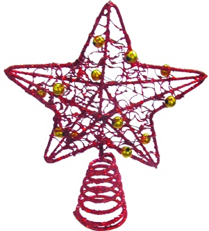 13cm Filigree Star Tree Top w/ Beads - Red