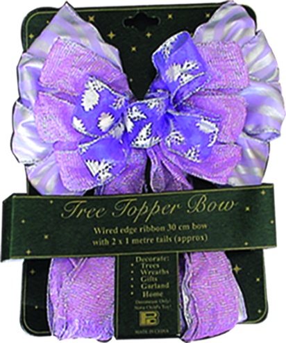 89cm x 30cm x 6.5cm Decorative Tree Top Bow - Light Purple