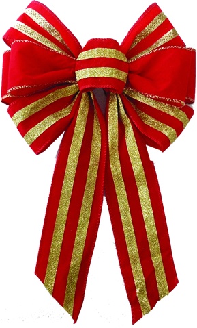 40cm Velvet Bow - Red/Gold
