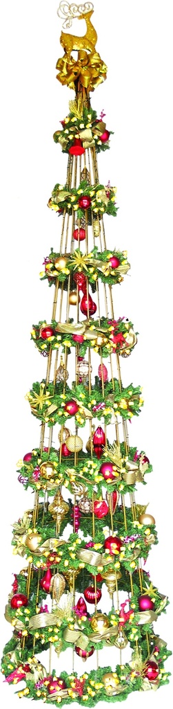 Decorated Giant Metal Tree with Lights and Garland, 12'