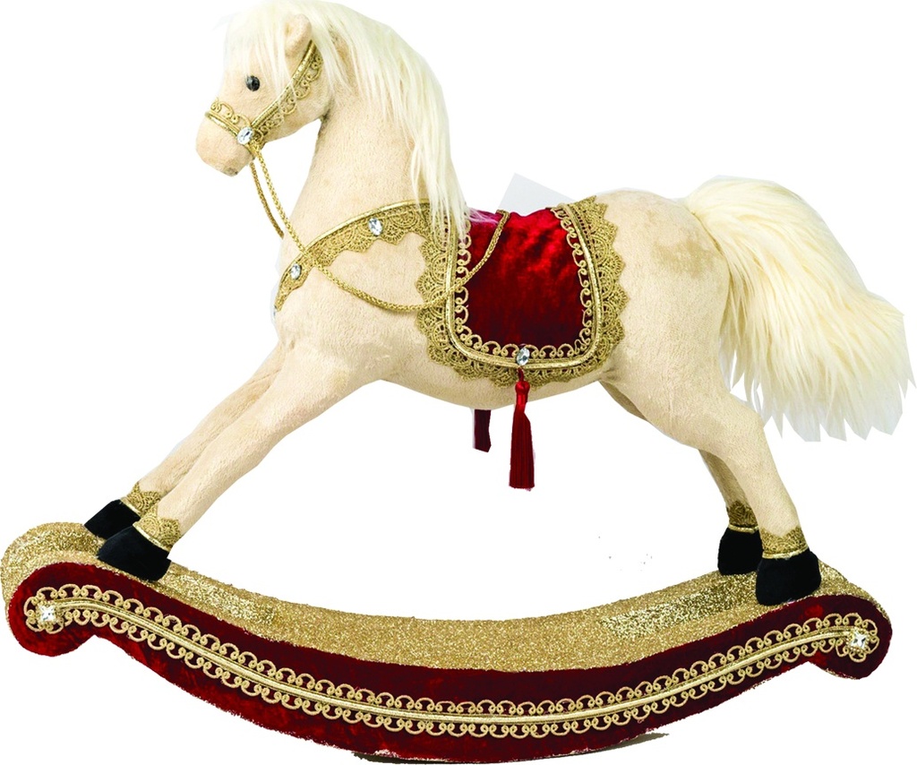 68cm x 59cm Rocking Horse - Beige/Red