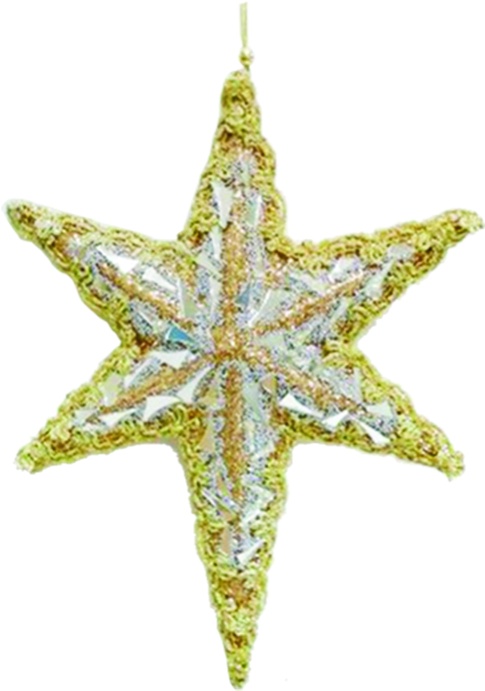 26cm Jewel Star w/ Trim - Ivory/Gold