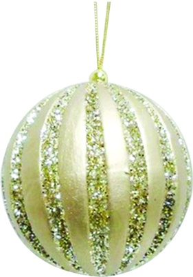 8cm Glittered Metallic Ball - Platinum