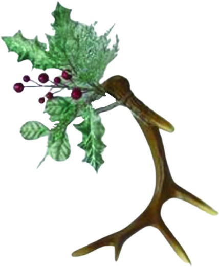30.5cm Adorned Antler Horn - Green/Red/Brown
