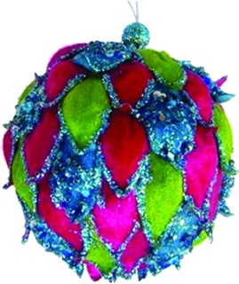 Fabric Ball with Leaves, 9.5cm