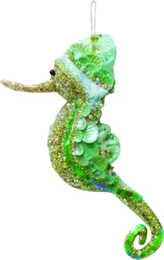 23cm Glittered Seahorse - Teal