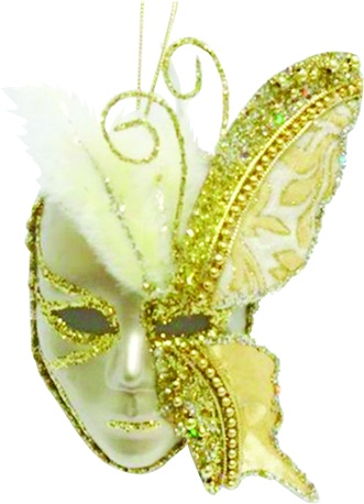 15cm Butterfly Mask - Ivory/Gold