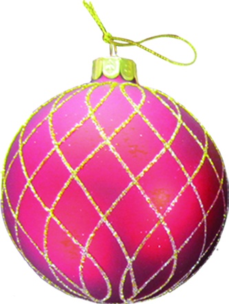 12cm Wavy Glittered Striped Glass Ball - Red/Gold