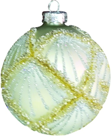 12cm Beaded Glass Ball - Silver/Gold