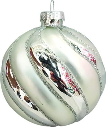 12cm Twisted Glass Ball - Silver