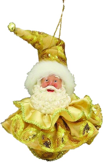 30cm Hanging Santa Head - Gold