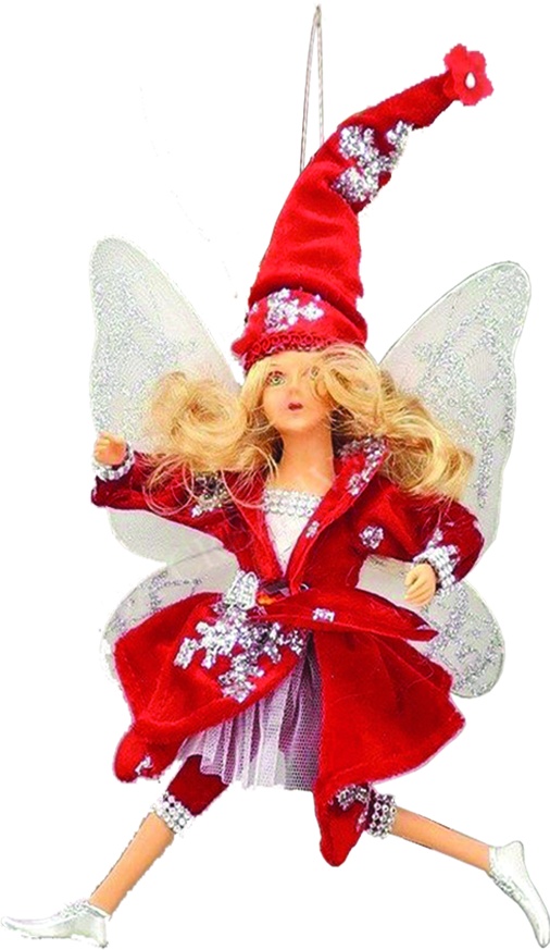 40cm Hanging Fairy - Red/Gold