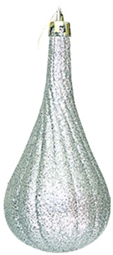 12cm Glittered Tear Drop - Silver