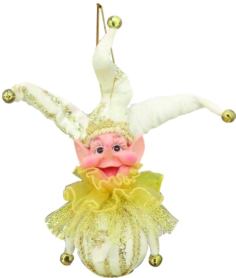 30cm Hanging Elf Head - Ivory