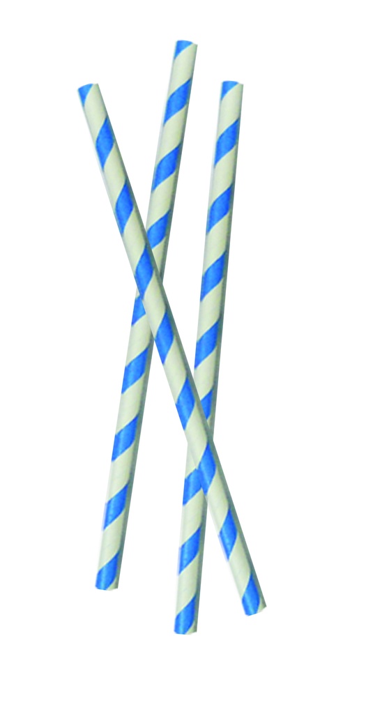 20cm x 6mm Eco-Friendly Paper Straws - Blue/White, Biodegradable, Eco-friendly and Individually Wrapped