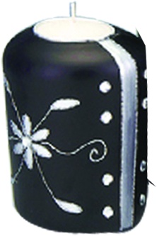 10cm Glittered Candleholder - Black/Silver/Copper