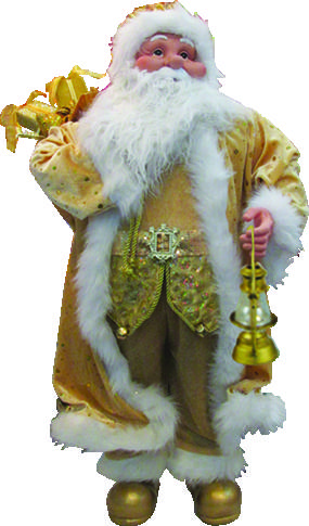 60cm Standing Santa with Lamp - Gold/White