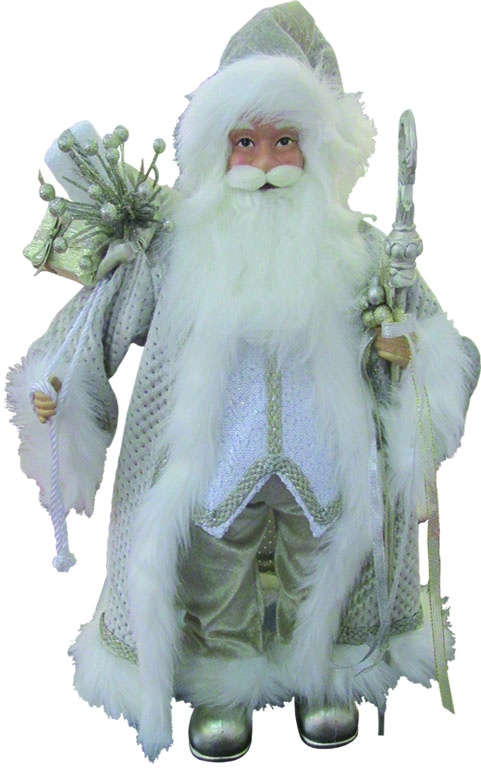 36" Standing Santa - Cream/Silver
