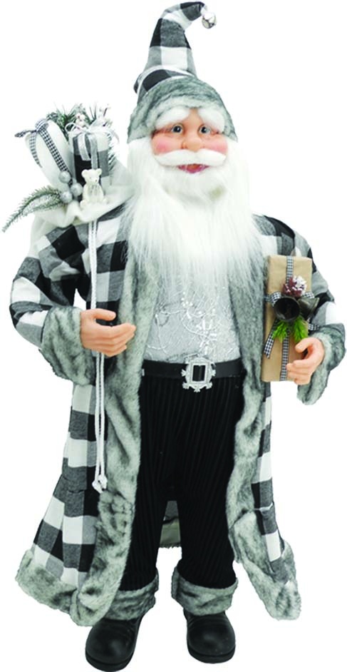 24" Standing Santa - Black/White/Grey