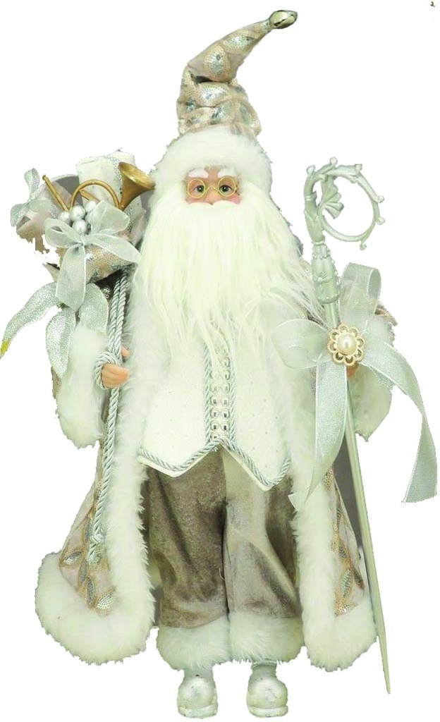 36" Standing Santa - Silver/Gold