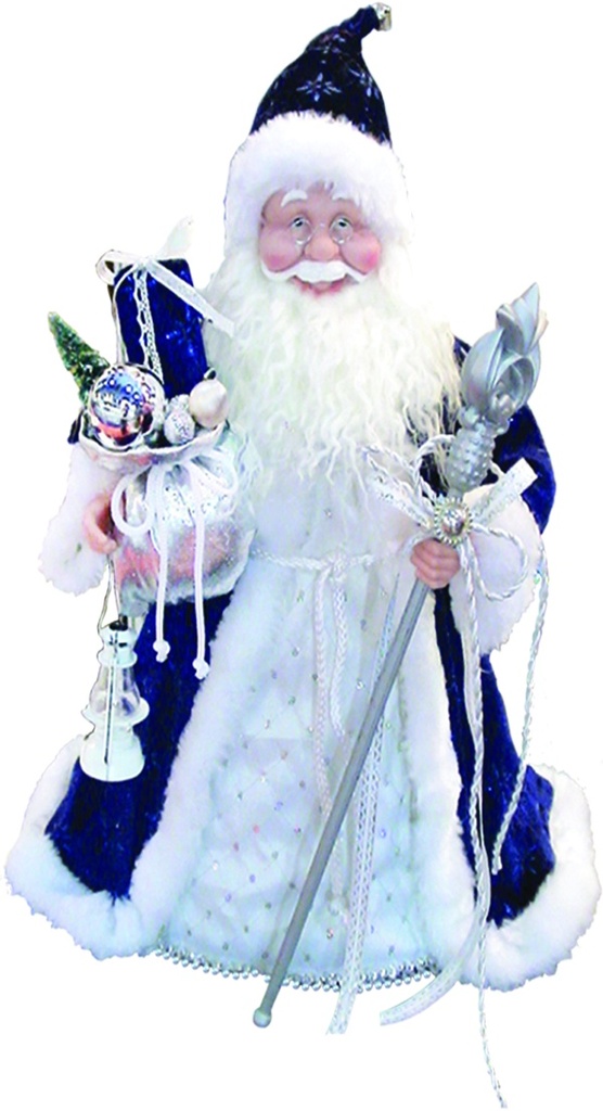 36" Standing Santa - Blue/White