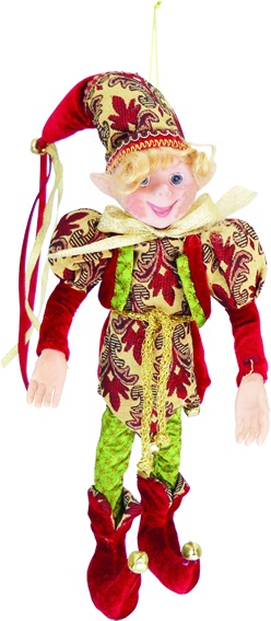 20" Happy Hanging Elf - Red/Green