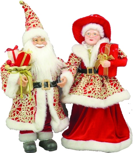 26" Mr. and Mrs. Santa - Red/Gold