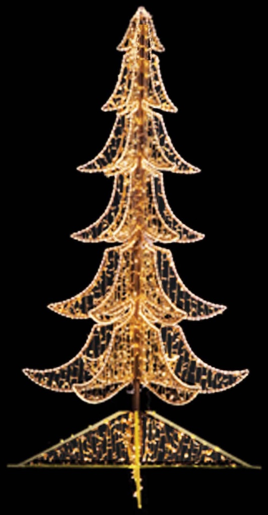 3.5m x 1.95m Illuminated Tree w/ Tube Lights - Gold