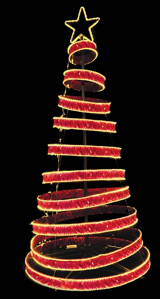 Illuminated Tree Spiral Motif with Rope Lights, 6m