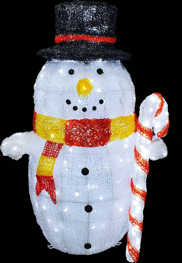 1.2m Light-Up 3D Snowman, White LED