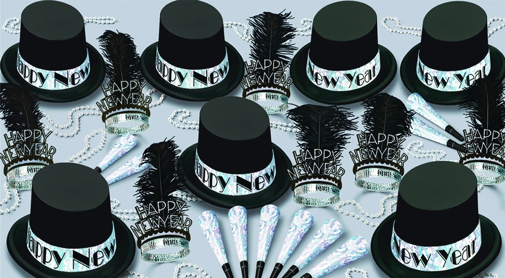 The Silver Top Hat Assortment for 50 - Black/Silver