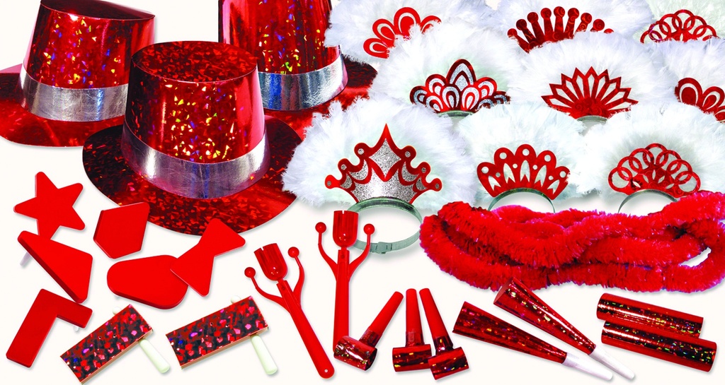 Flaming Red Assortment for 50 - Red/Silver/White