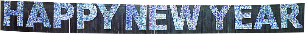 2.8m x 25cm Holographic Happy New Year Banner - Silver