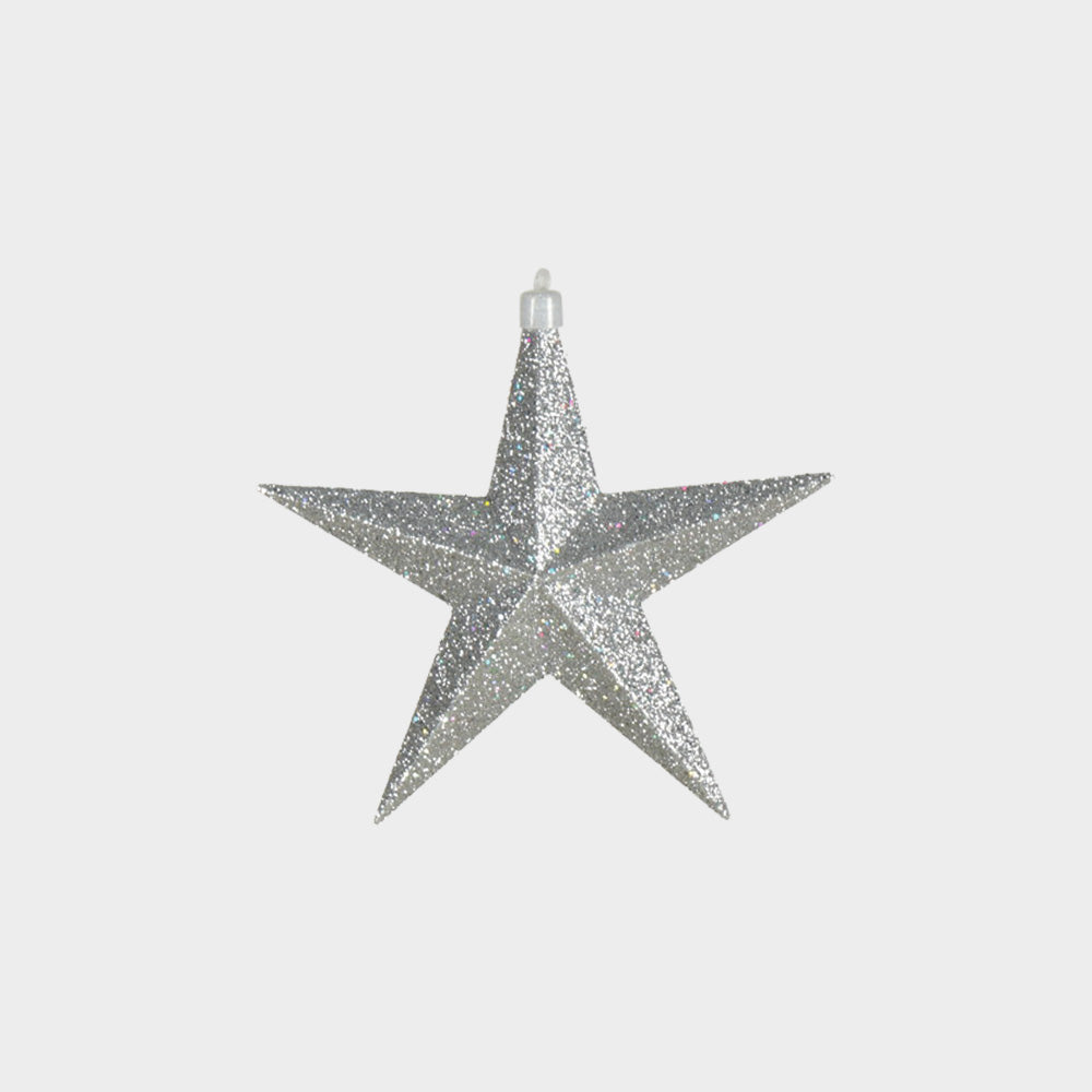 Star Silver Glitter with Laser, 15cm