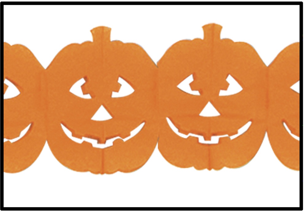 3.6m x 12.5cm Jack-O-Lantern Garland - Orange