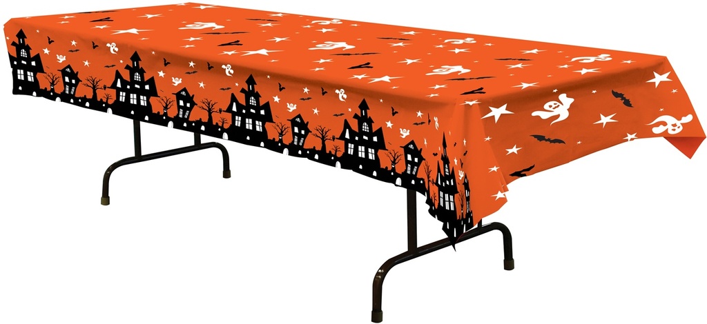 2.7m x 1.35m Haunted House Tablecover - Red/Black