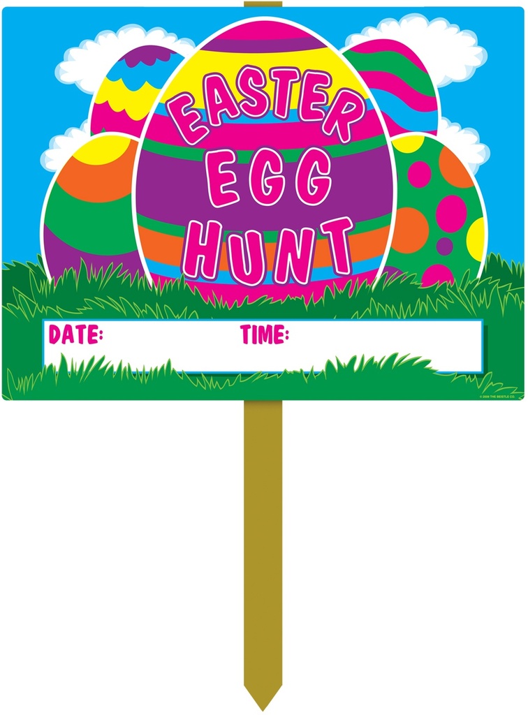 38cm x 28cm Plastic 'Easter Egg Hunt' Yard Sign - Multicolour
