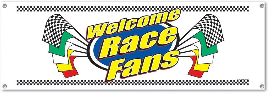 1.6m x 53cm Welcome Race Car Fans Sign Banner - Multicolour