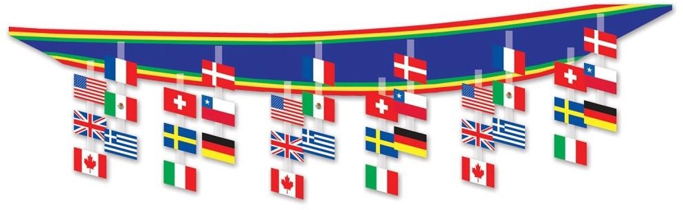 3.6m x 30cm International Flag Ceiling Decor - Multicolour