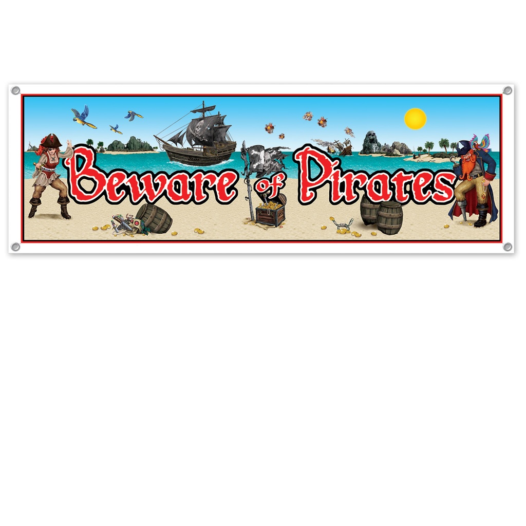 Beware Of Pirates Sign Banner, 1.5m