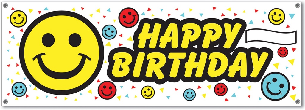 Birthday Smile Face Sign Banner, 1.5m