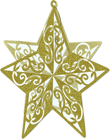 30cm 3-D Glittered Star Centerpiece - Gold