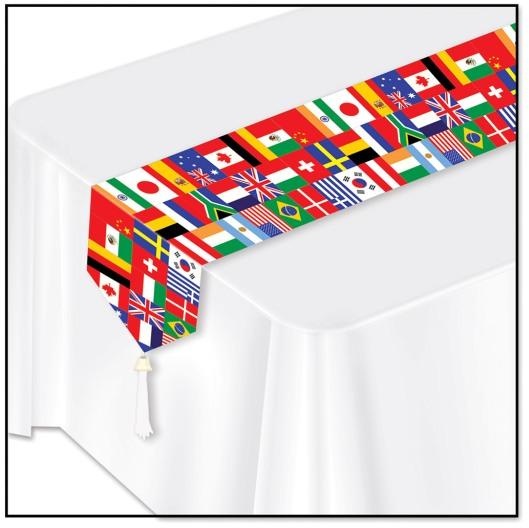 Printed International Flag Table Runners, 1.83m