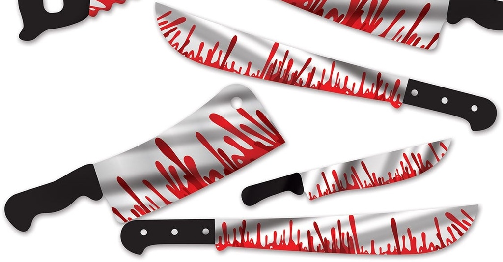 Printed Foil Bloody Weapon Cutouts, 27 to 45cm