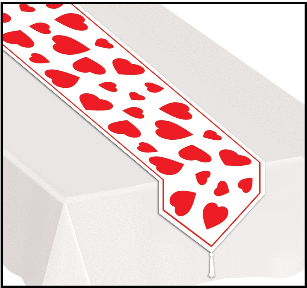 1.8m x 28cm Printed Heart Table Runner