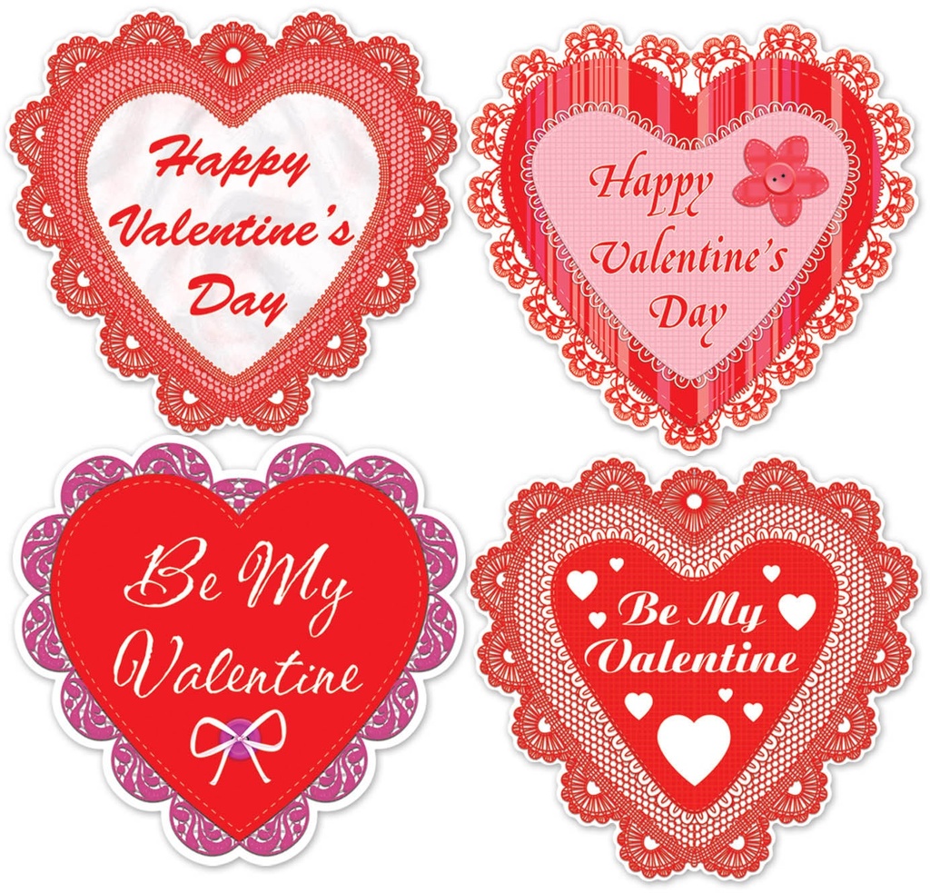 35cm Happy Valentine's Day Lace Heart Cutouts