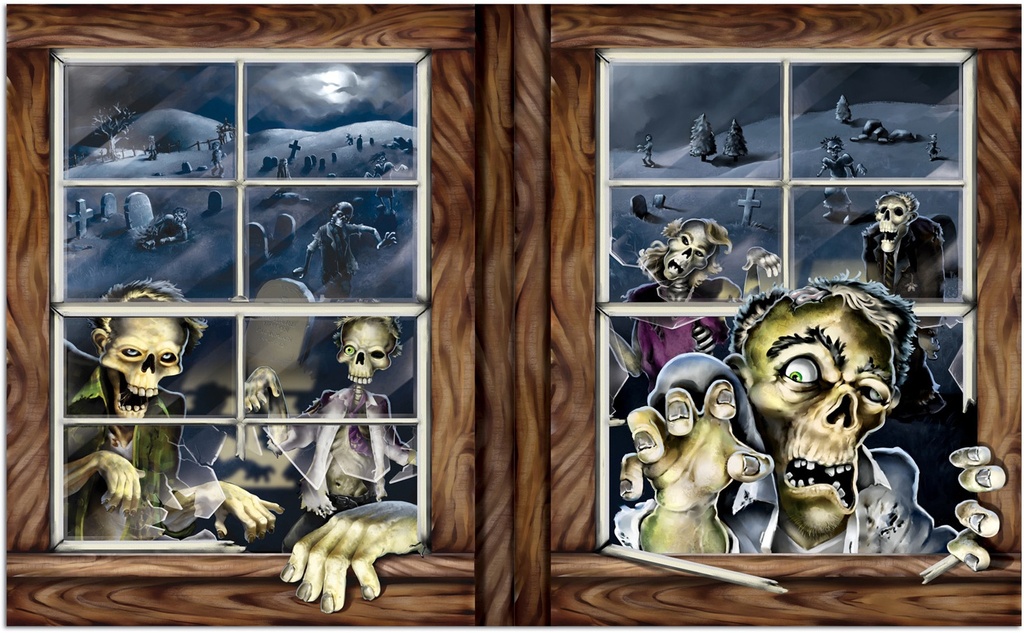 1.55m x 96cm Zombie Attack Insta View - Multicolour