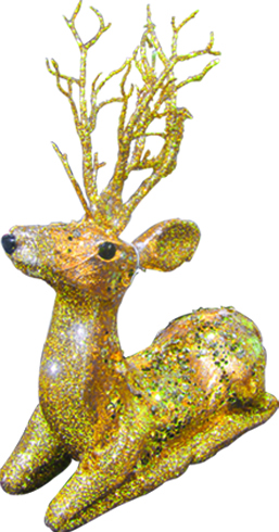 Kneeling Glittered Deer, 26cm
