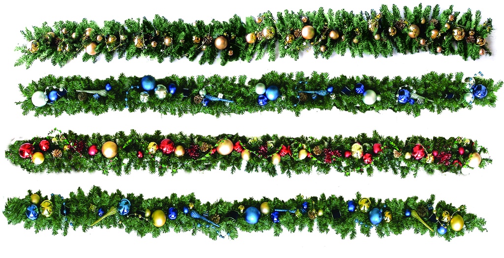 9FT GARLAND , Blue / Gold